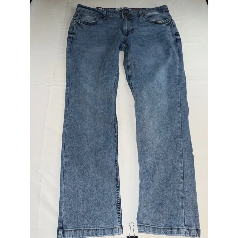 Artful Rebel Mens Slim Straight Jeans 36x30 Medium Wash Blue Stretch Denim
